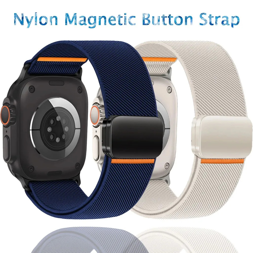 Magnetisches Armband für Apple Watch Ultra 2 3 Band 49mm 46mm 45mm 42mm Elastisches Nylon-Schlaufenarmband IWatch Series 11 10 9 SE 44mm 40mm