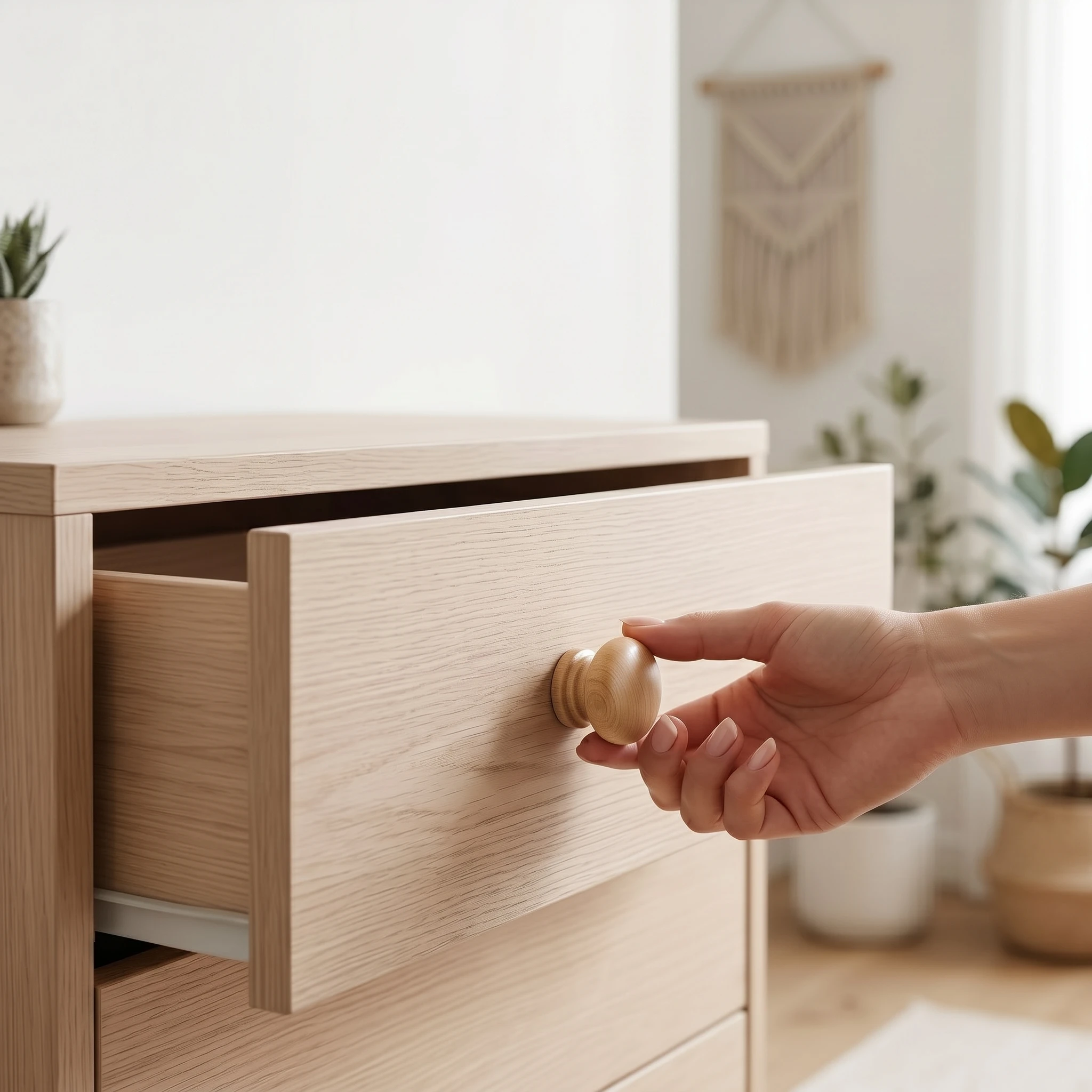 28mm Wooden Cabinet Knob, Round Single Hole Drawer Pull Handle for Dresser, Cupboard, Wardrobe, Kitchen Cabinet and Furniture