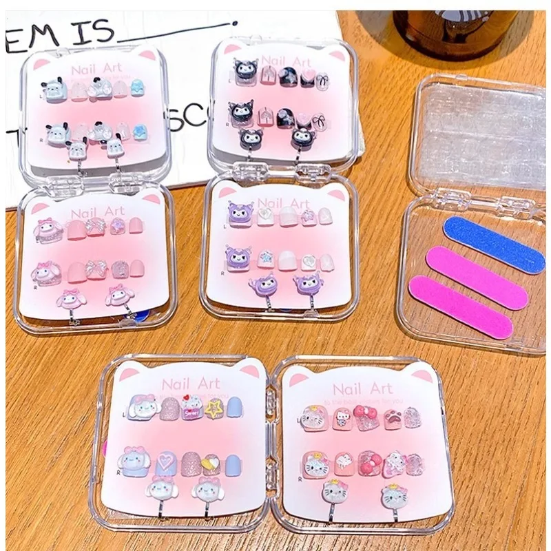 Sanrio детский набор серег с нашивками для ногтей Kawaii Hello Kitty My Melody Kuromi Cinnamoroll аниме фигурка наклейки для ногтей подарки для девочки