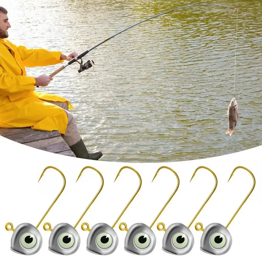 

10pcs 1g-7g Soft Lure Fishing Jig Head Hooks, Luminous Big Eye Worm Bait Hook, Ajing Micro Jig Head for Bass Trout Perch