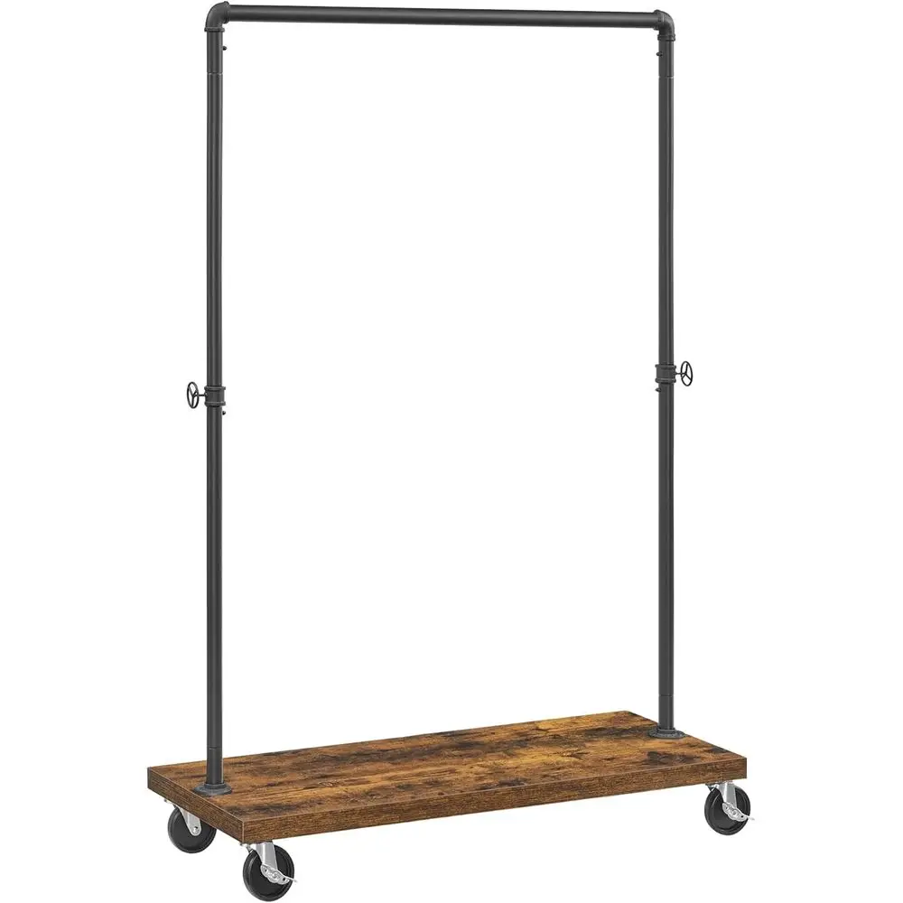 

Sturdy Industrial Style Rolling Garment Rack with Shelves for Bedroom, Laundry, or Retail, Rustic Brown and Black