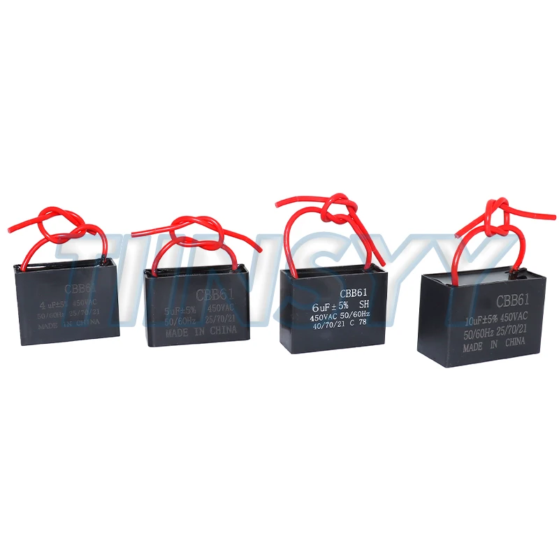 CBB61 Capacitor 450V Fan Starting Capacitor 450V Fan Capacitors 1UF 1.2UF 1.5UF 2UF 2.5UF 3UF 4UF 5UF 6UF 10UF