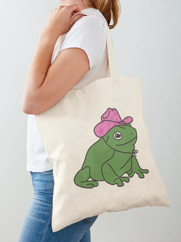 

Frog With A Pink Cowboy Hat Tote Bag tote bag men woman shopping bag female