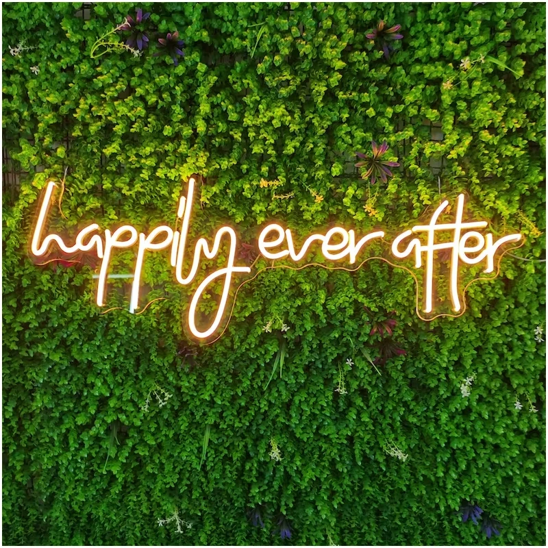 Happily Ever After Neon Sign Custom Led Light Bruiloft Neon Teken Voor Muur Decor Party Licht Thuis Kamer Muur Decoratieve verlichte