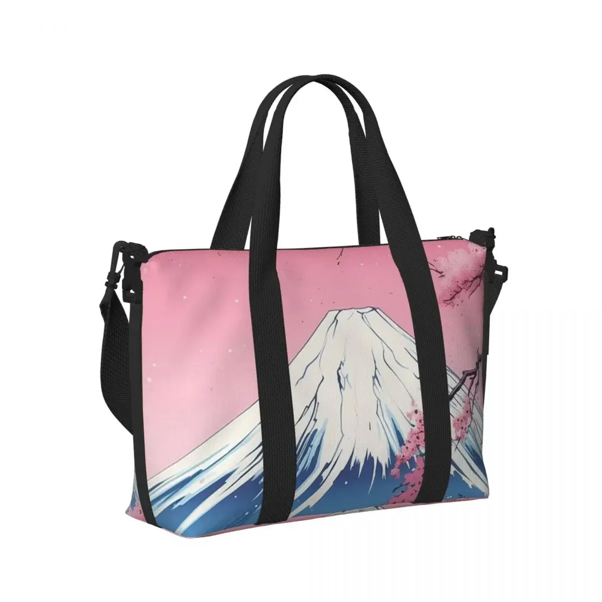 

Pavilion Cherry Blossoms Flowing Water Manga Beach Travel Bag Tote Bags for Gym Sport Women Shopping Duffle Shoulder Bag