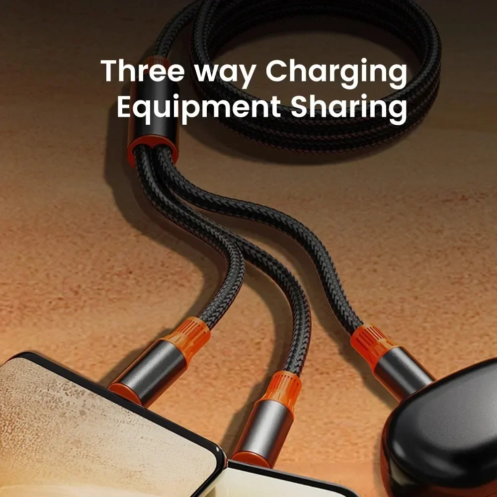 3 в 1 USB-кабель типа C для Samsung Xiaomi Huawei USB C-кабель для iPhone 16 15 14 13 Pro Зарядное устройство для телефона USB-кабель для передачи данных