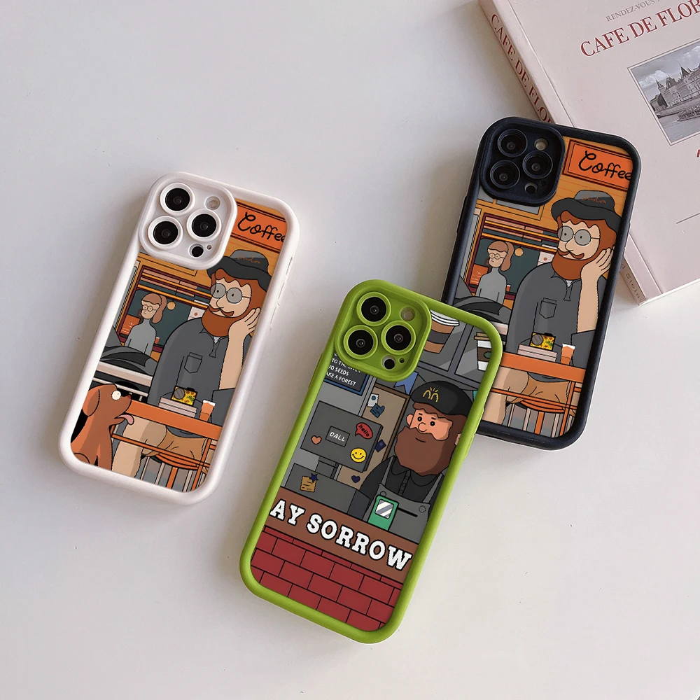 Cartoon Line Uncle Phone Case for Xiaomi Redmi 9A 9C 10 10C 12 12C K20 K30 K40 K50 Note 10 11 12 Pro 4G 5G Soft TPU Back Cover