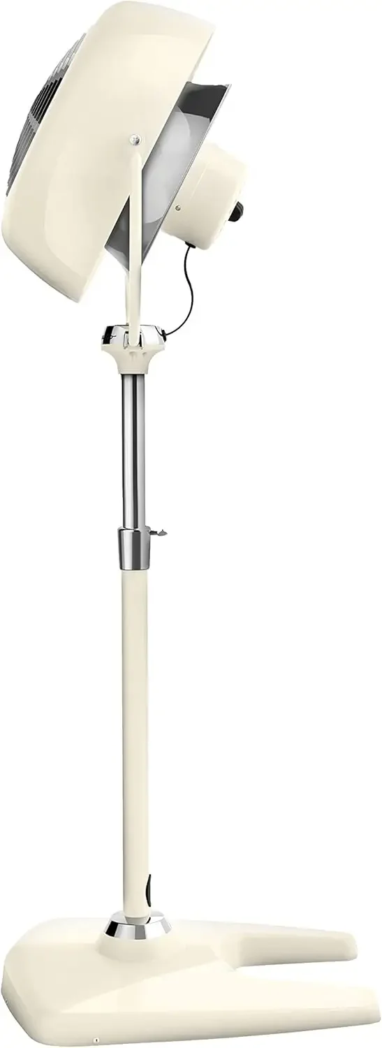 Vfan sr.台座ヴィンテージファン、冷却と装飾用のレトロな金属製スタンディングエアサーキュレーター、3スピード、調整可能な傾斜、白