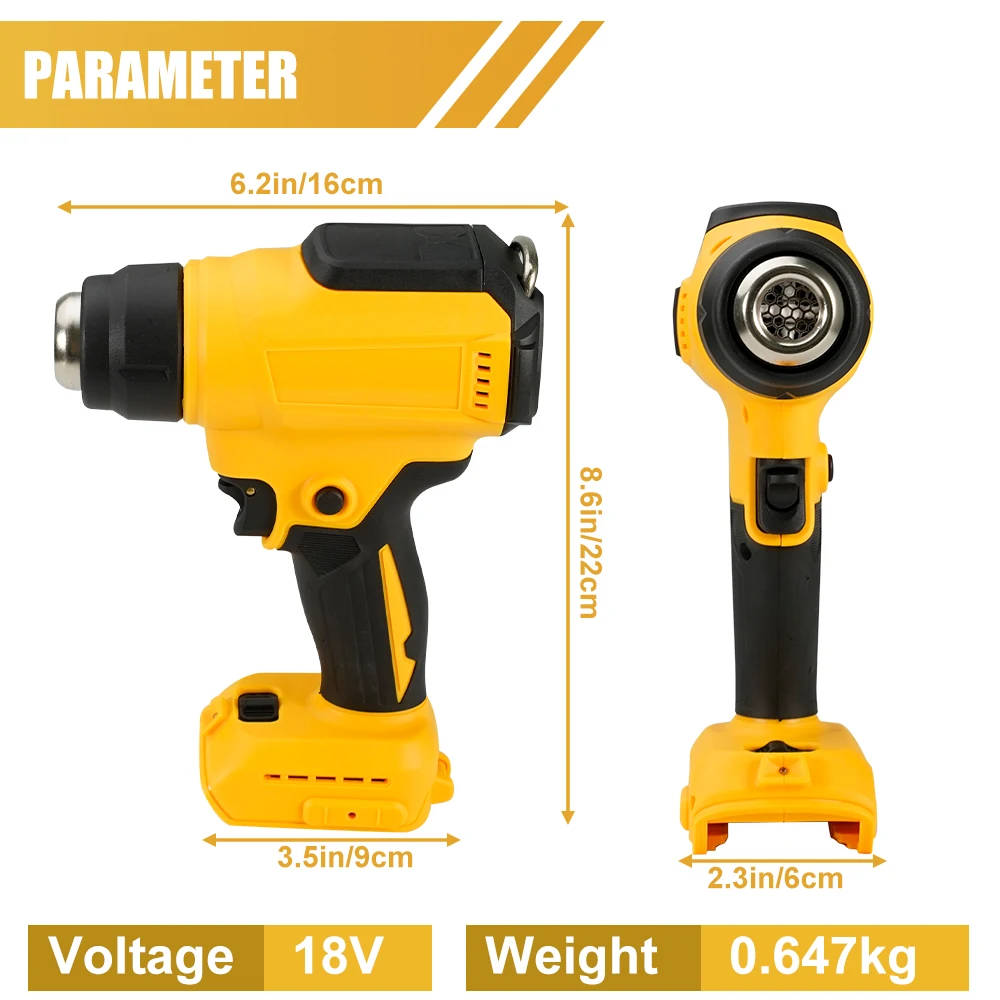 Pistola termica Cordless pistola ad aria calda attrezzatura di riscaldamento regolabile a temperatura termoretraibile con 4 ugelli per batteria