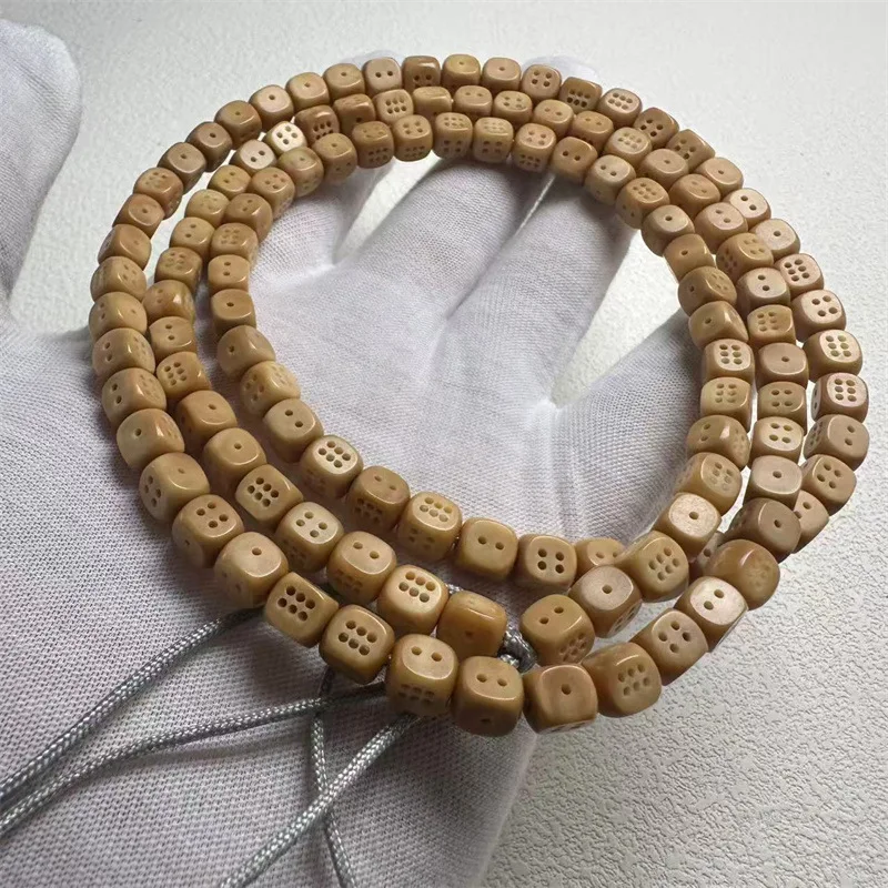 Natural Ridge Bodhi , Dice-Shaped, Weathered Color, 108 Beads A Bracelet