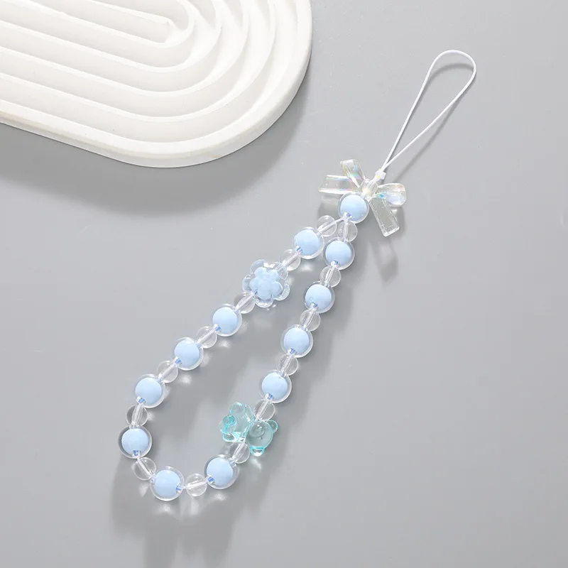 Creative Crystal Bowknot Pearl Beaded Mobile Phone Straps for Women Phone Case Key Chain Bag Pendant Decoration Accessories