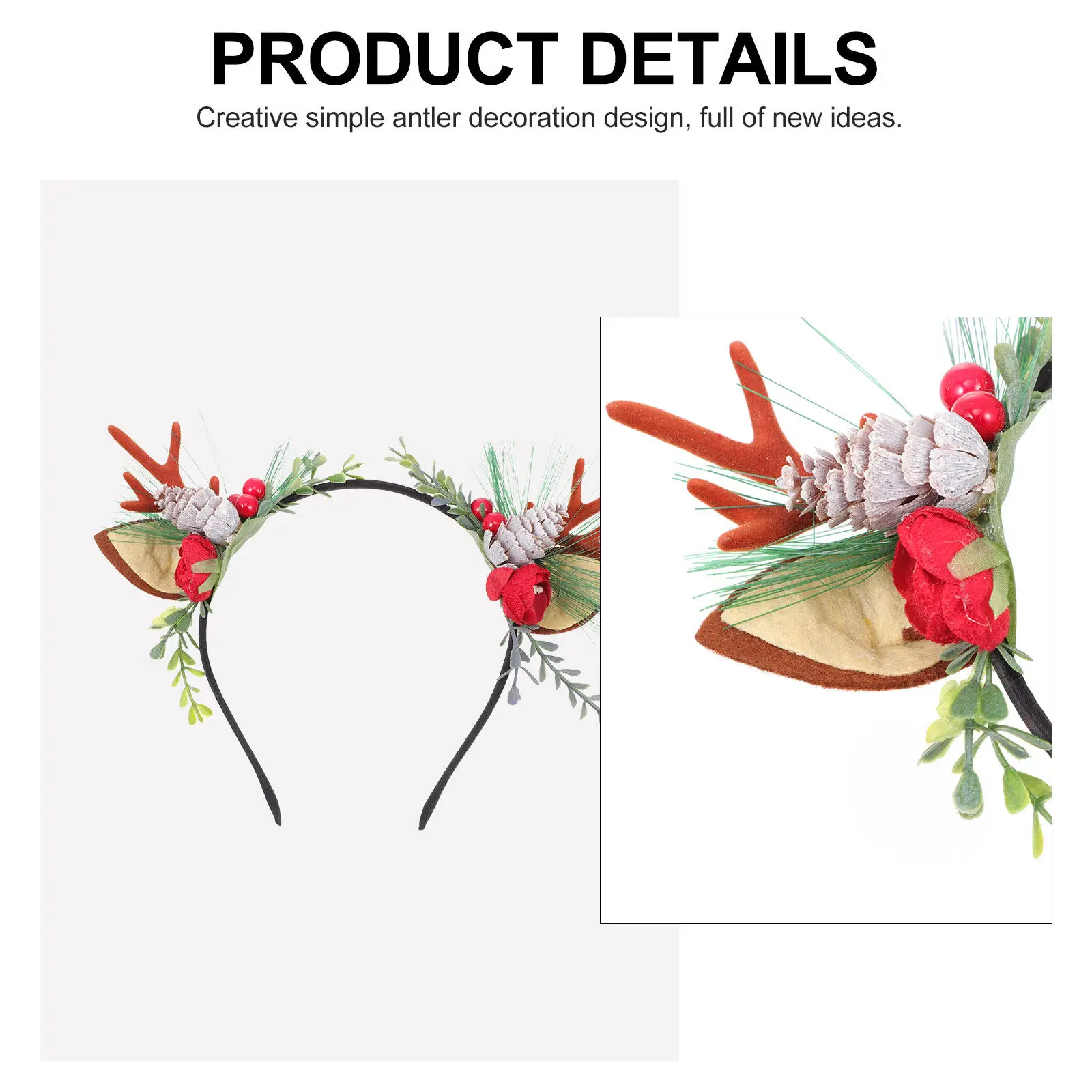 1Pcs Elegant Reindeer Antler Hairband Xmas Party Headdress Delicate Details Unforgettable Memory Performance Prop Ideal Gift