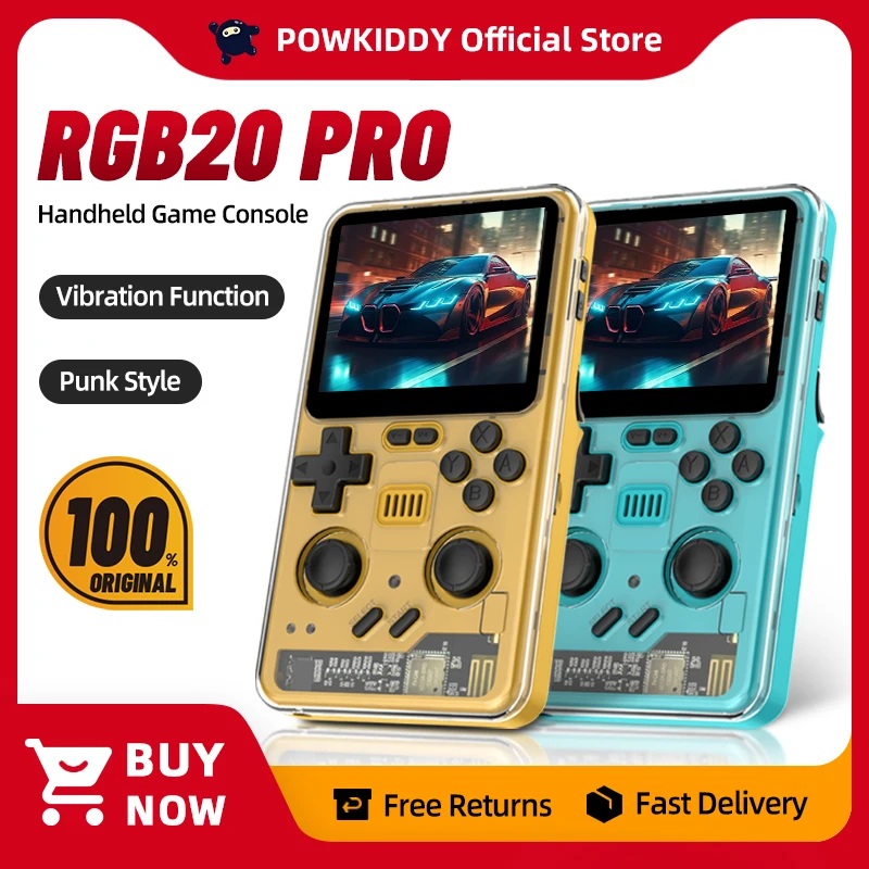 POWKIDDY RGB20 PRO 3.2 Inch 1024*768 IPS Screen Retro Punk Style Handheld Game Console Vibration Function Children's Gifts