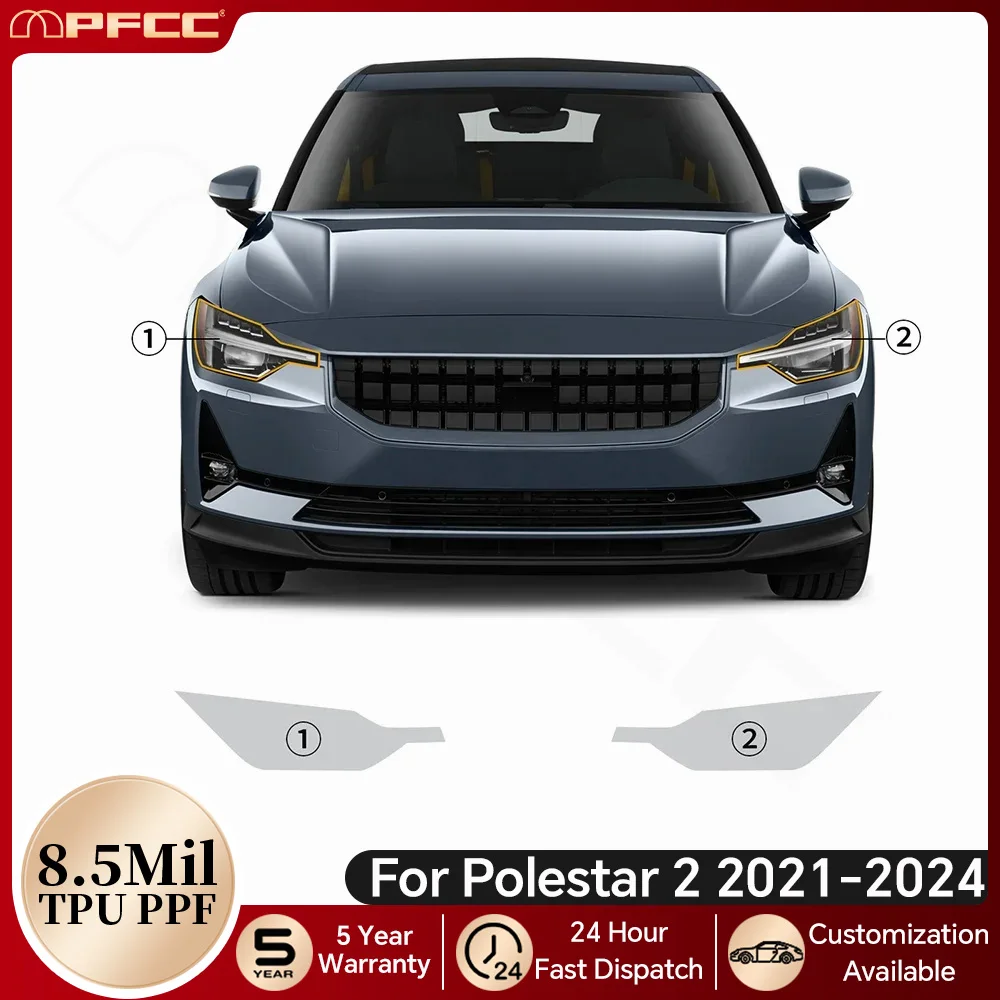 

For Polestar 2 2021-2024 Car Headlight Rearview A B Pillars TPU Paint Protection Film Pre-cut PPF Bra Anti-scratch Clear Kit