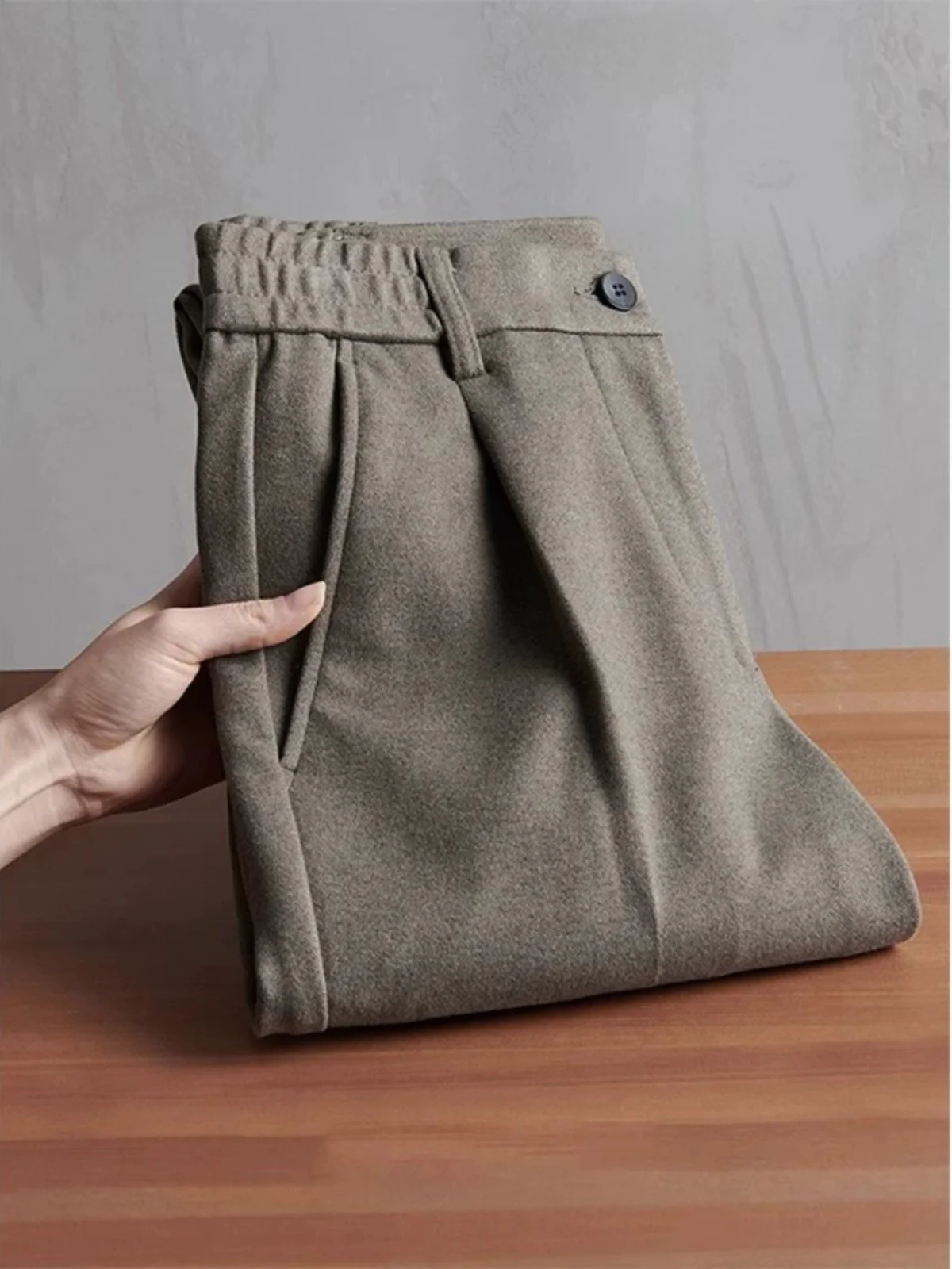 

Мужские шерстяные брюки прямого кроя, утепленные, осенне-зимние, повседневные, в корейском стиле, винтажные, укороченные, для отдыха