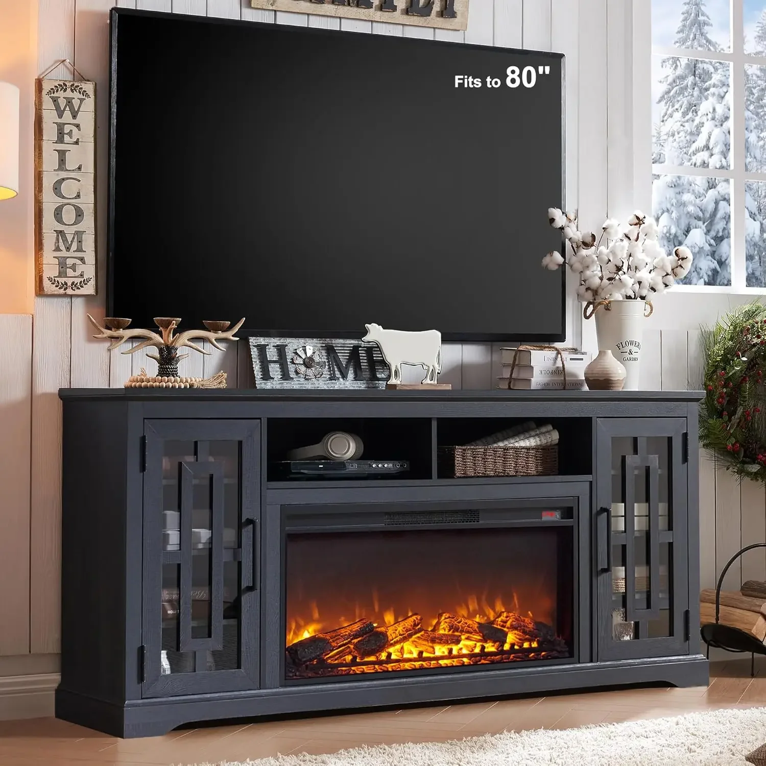 Farmhouse Fireplace TV Stand with 36