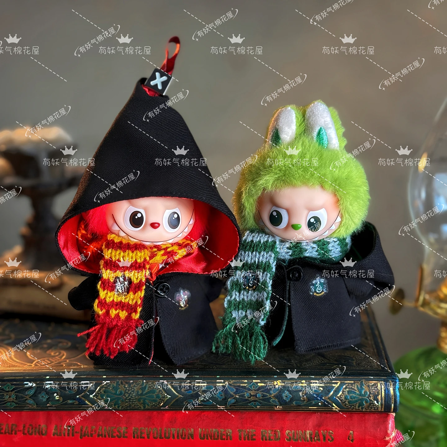 

New Labubu4.0 Rabubu Doll Clothes 10cm College Style Doll Clothes Pendant Heart Password Hogwarts School Uniform