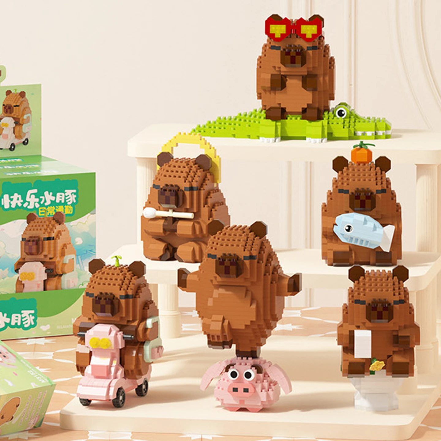 DIY Capybara Building Blocks Set - Cute Water Guinea Pig Desktop Decor Cartoon Animals Model  Fun Toy for Birthday Gift image 4
