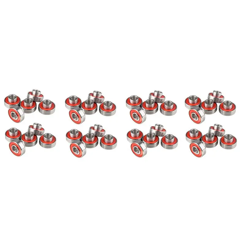 40Pcs 608-2RS Longboard Integrated Bearing Skateboard Wheel Bearing Inline Roller Skate Bearing 8X22X12.6Mm,Red