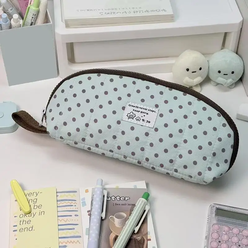 1/2 Stück INS Polka Dot Print Federmäppchen in Muschelform, große Kapazität, tragbare mehrschichtige geteilte Stifttasche für Frauen und Mädchen – Detail 5