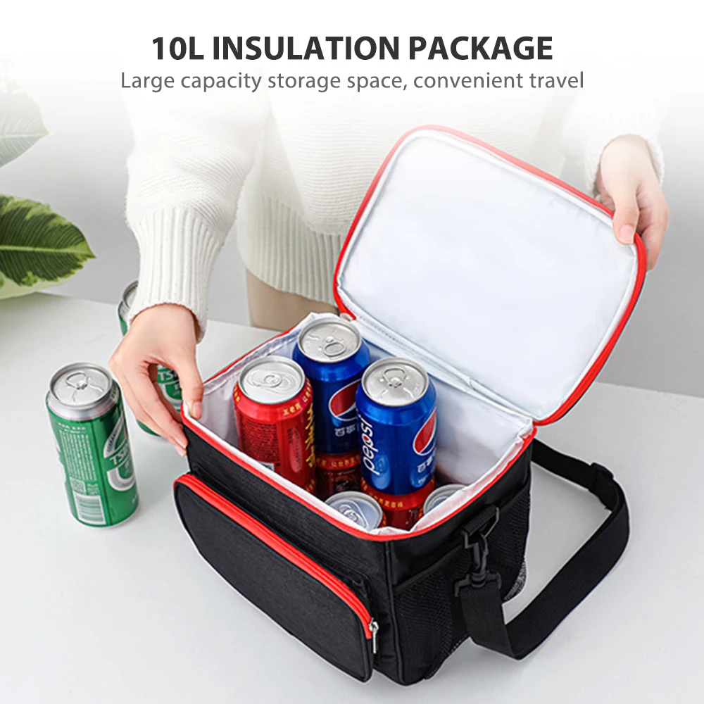 Lunch Dinner Bag Large 10L Insulated Lunch Box with Pockets & Detachable Shoulder Strap Leakproof Tote Bags for Office Work