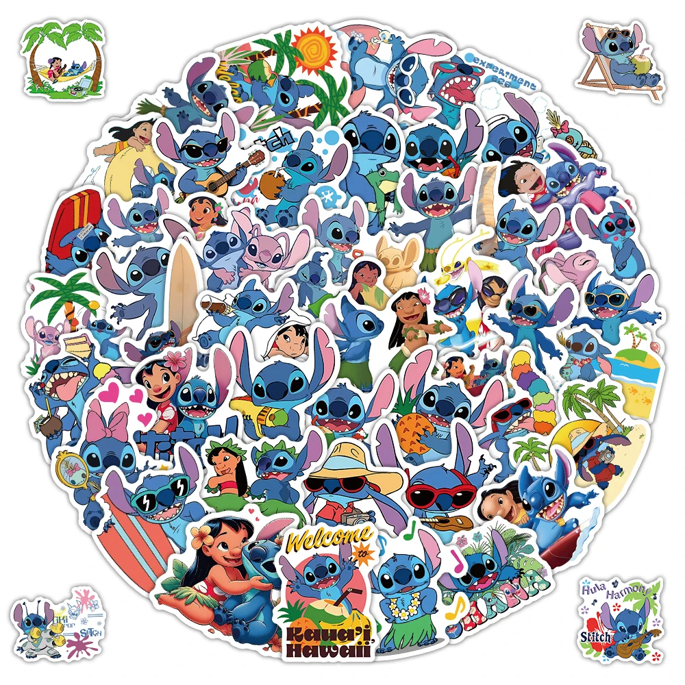 

10/30/50PCS Hawaiian Holiday Style Disney Stitch Sticker DIY Phone Laptop Luggage Skateboard Graffiti Decals Fun for Kid