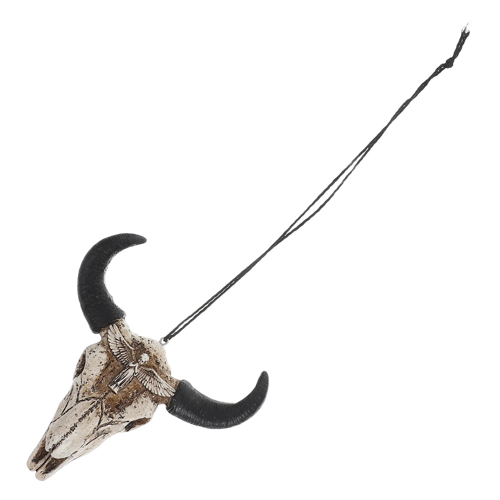 

Retro Cow Horn Wall Decor Beige Resin Bull Skull Pendant 3D Animal Head Home Office Miniature Model Cow Skull