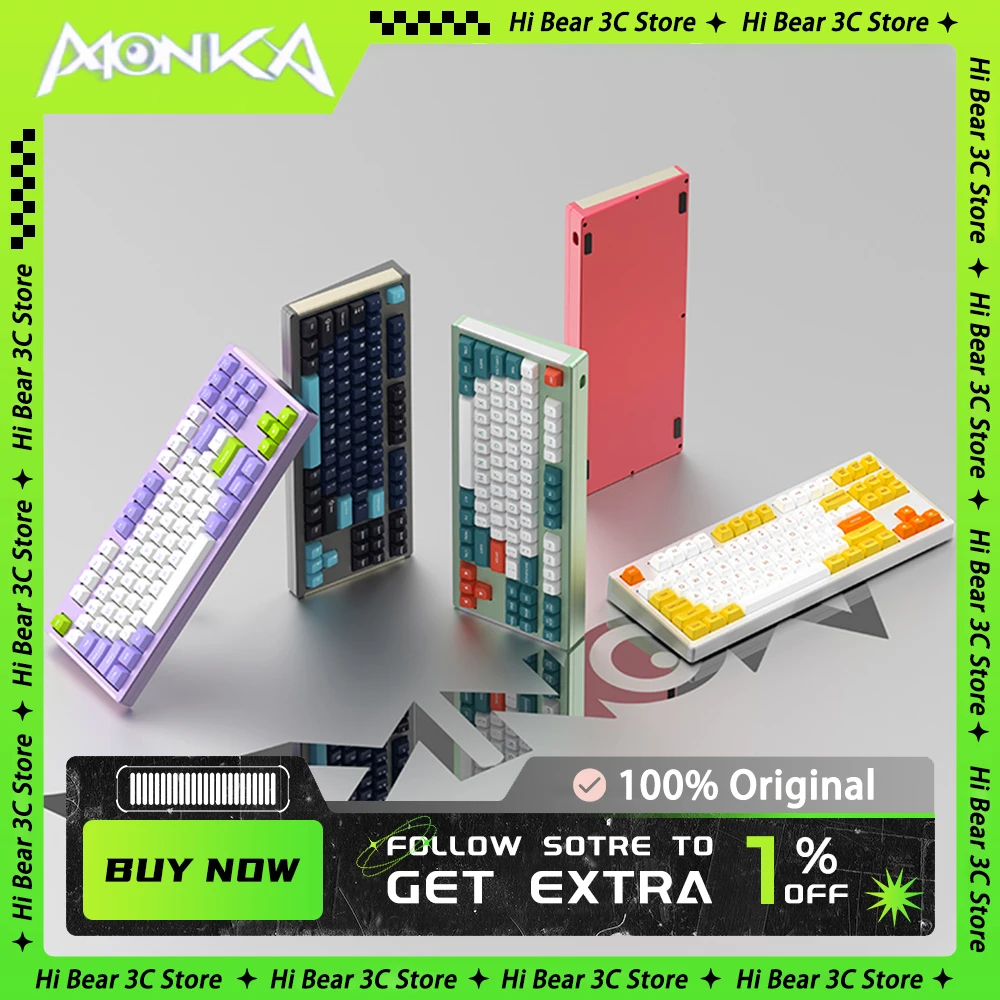 

Monka 6087 Mechanical Keyboard Aluminium Alloy Dynamic RGB Gaming Keyboard Hot Swap Gasket Low Delay Pc Gamer Accessories Office