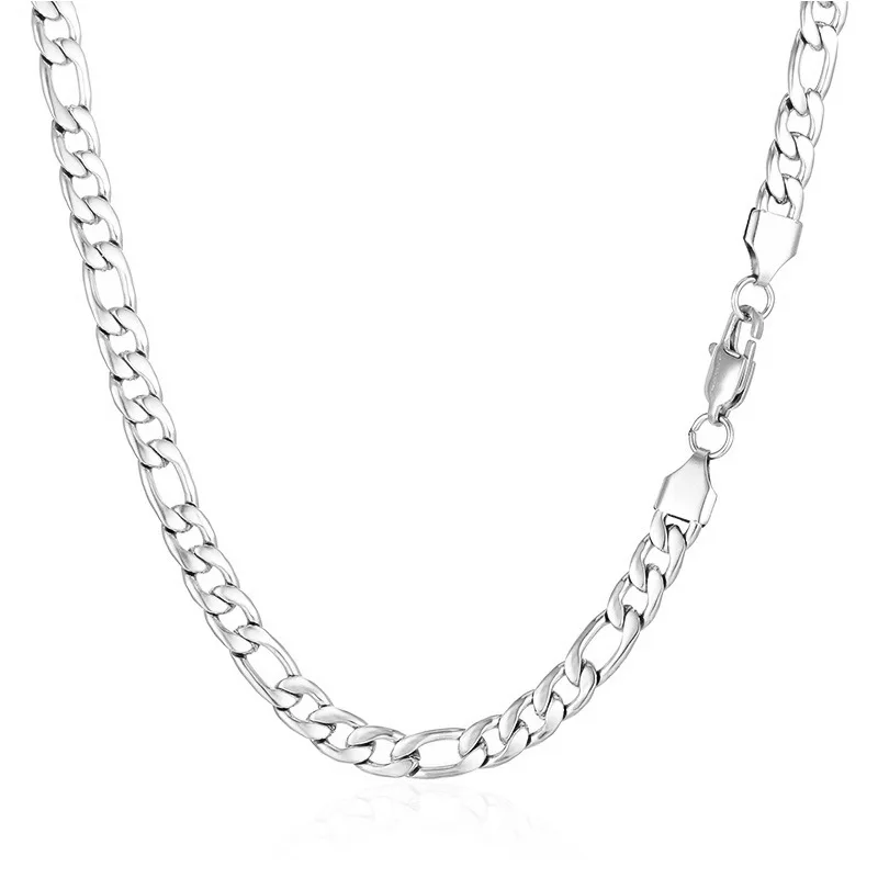 925 Sterling Silver 6mm 20/45/50/55/60cm Side Figaro Chain Bracelet Necklace Man Woman Fashion Wedding Gift Jewelry Accessories