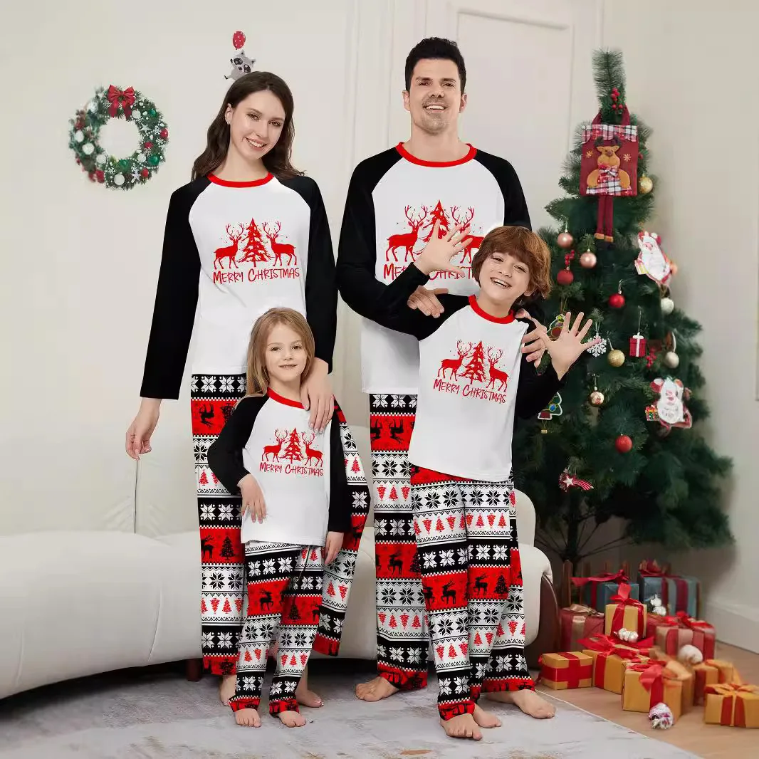 New Year's Clothes Mom Dad And Kids Matching Outfits Plaid Print Christmas Pajamas Set Warm Soft Homewear Family Look Pjs  123