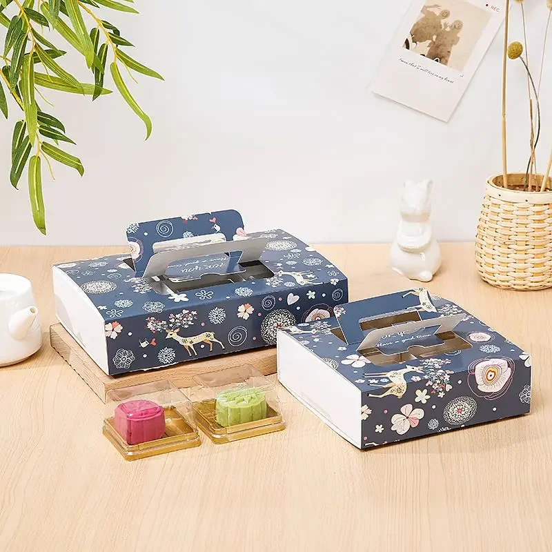 Handheld Portable Cake Gift Box Pull-out Design Thick Base Handmade Cookies Desserts Snacks Packaging Holiday Gift Giving 10pcs