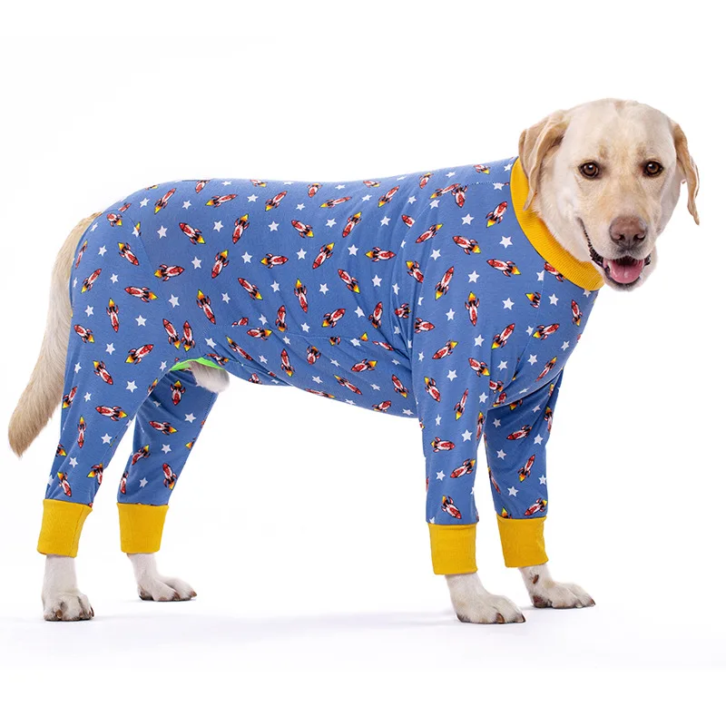 Cartoon Animal Print Cotton Dog Pajamas Cute Dog Jersey Male Female Dog Clothes For Large Dog Autumn Dog Jumpsuit Big Dog Romper