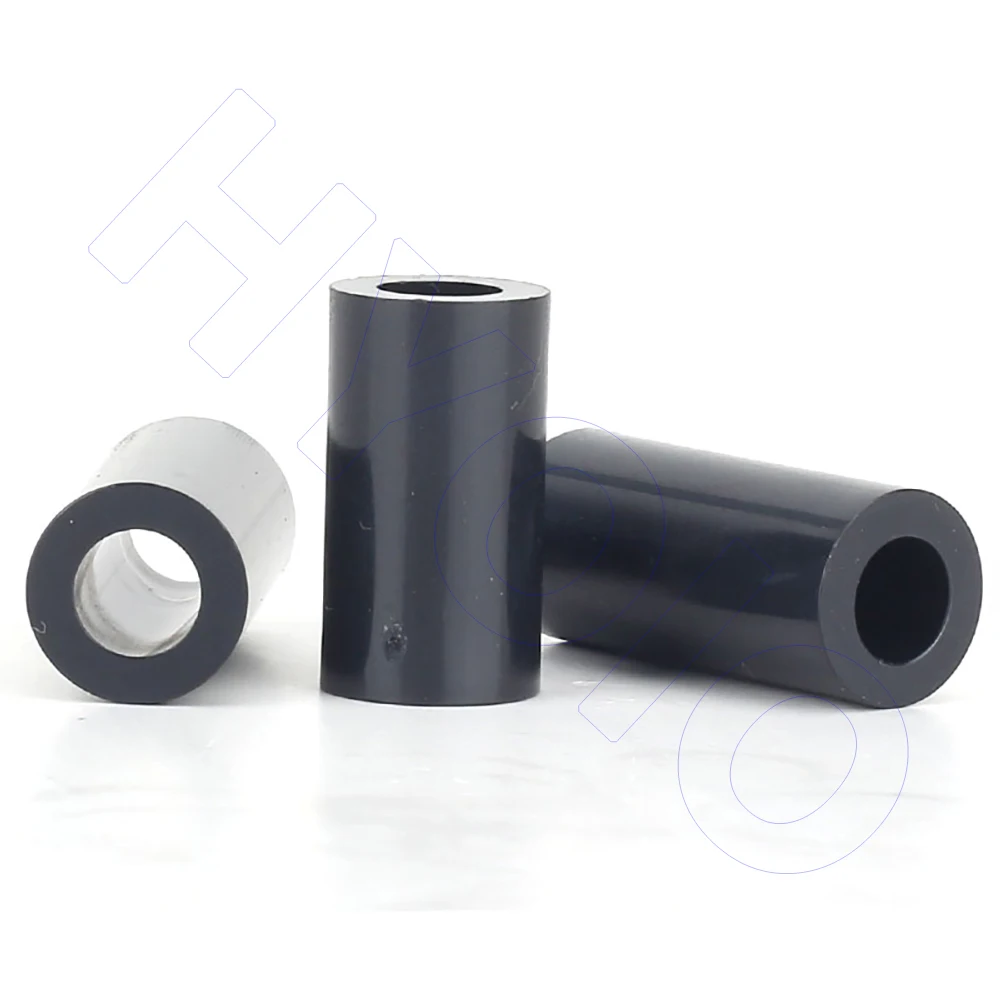 ABS Isolation Column Insulation Post Straight Nylon Sleeve M5.2 - M12.2 Round Hole Washer Plastic Pillar Spacer Black