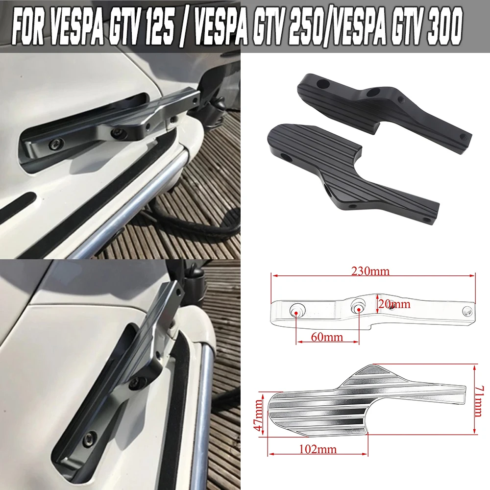 

New Passenger Foot Peg Extensions Extended Footpegs for Vespa GT GTS GTV 60 125 200 250 300 300ie Vespa Motorcycle Accessories