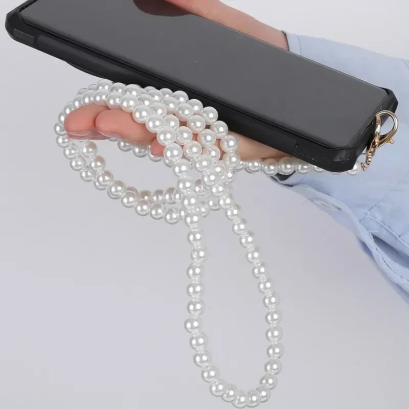 8 مللي متر حزام اللؤلؤ الأبيض للحقائب مقابض حقيبة اليد DIY محفظة استبدال سلسلة طويلة مطرز لحقيبة الكتف الأشرطة أحزمة اللؤلؤ