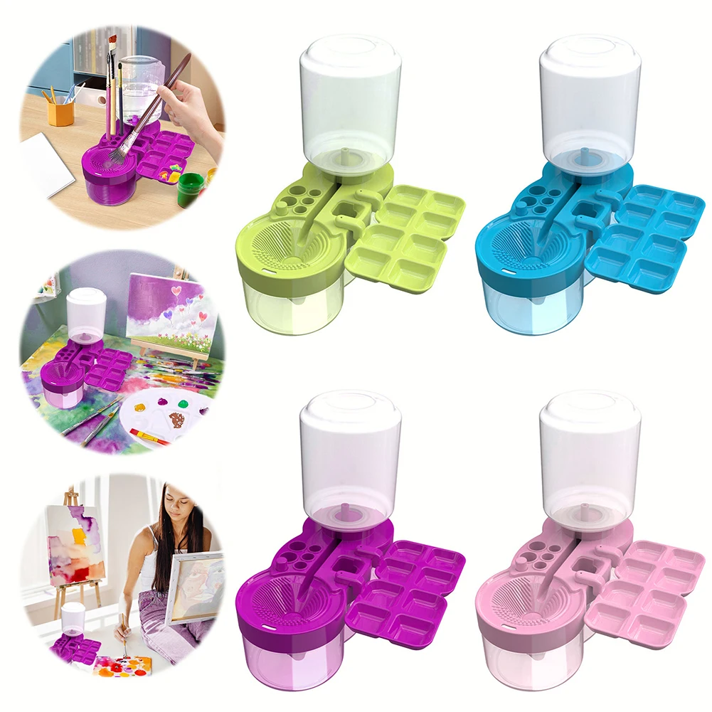 Paint Brush Cleaner with Drain Button Paint Brush Cleaning Machine Painting Brush Rinser for Acrylic Water Based Painting Brush image 2