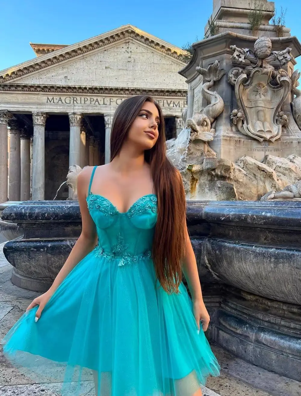 Glanzende chiffon terug naar schooljurk 3D bloemen korte baljurk A-lijn Quinceanera DAMA jurk, verjaardagsfeestje cocktail baljurk