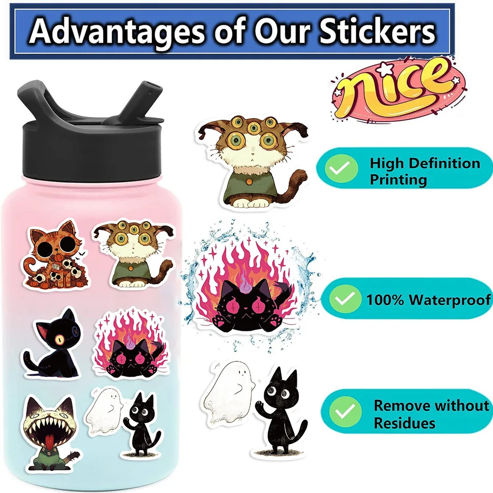 50/100PCS Gothic Raar Kat Graffiti Stickers Decoratieve Gitaar Notebook Bagage DIY Waterdichte Briefpapier Stickers