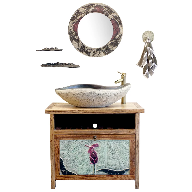 

Бытовой Умывальник на балконе Умывальник Шкаф для ванной комнаты Умывальник Шкаф для ванной комнаты Комбинация массива дерева