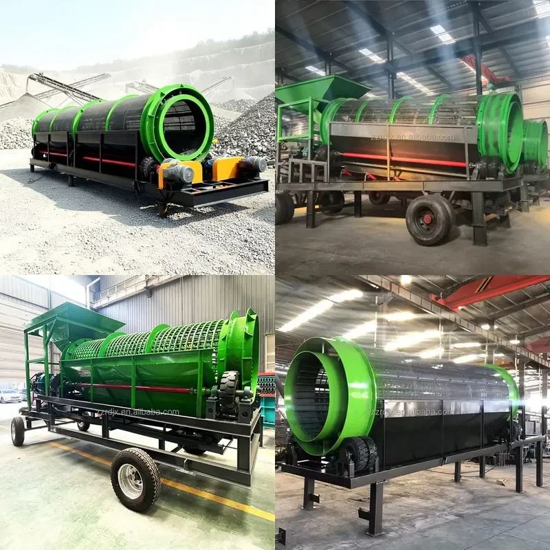 Customizable Gold Mine Separating Sieve Rotating Drum Screen Filter Multi Size Rotary Screen Sieve Mobile Trommel Screen