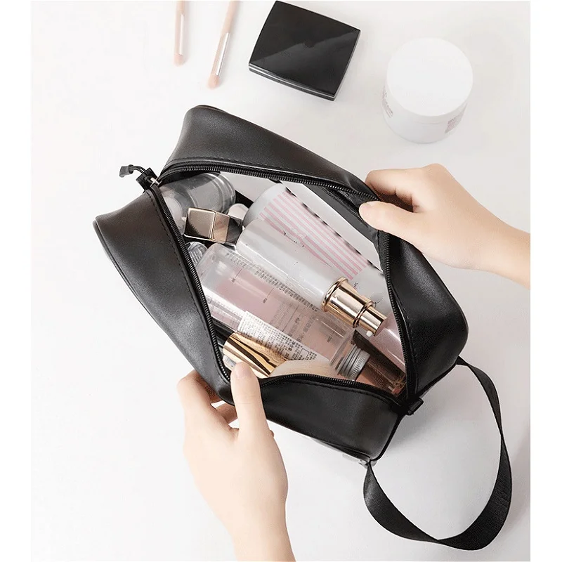 S/M/L 3 Sizes Ladies Large Capacity Pu Frosted Waterproof Cosmetic Bag Convenient Travel Makeup Storage Bag Female Wash Bag