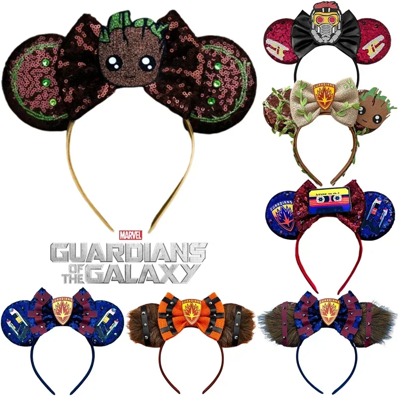 Marvel Guardians of The Galaxy Head Band Women Cute Groot Hairbands For Girls Star-Lord Bow Rocket Raccoon Ears Hair Accessories