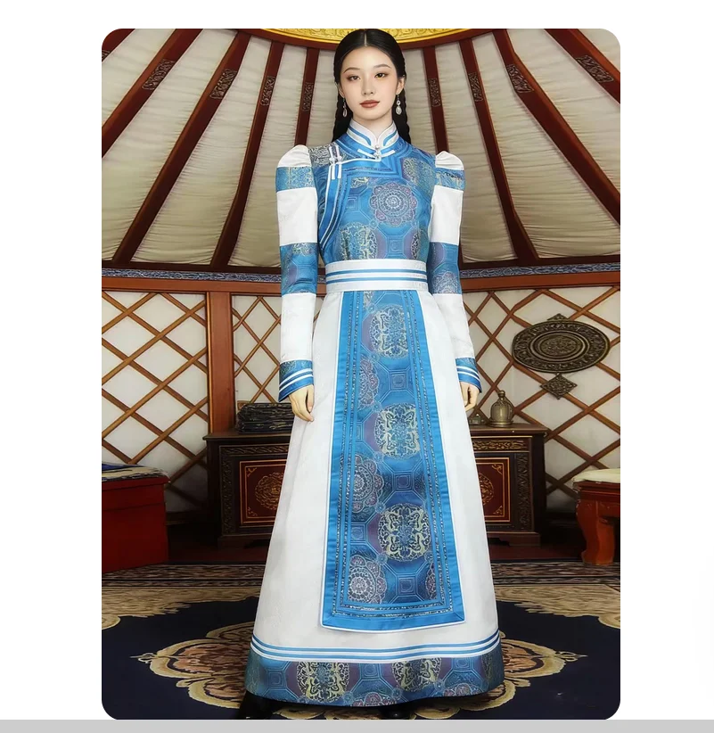 New Ethnic Mongolian Robe for Women's Dance Performance Ceremonial Wedding Dress