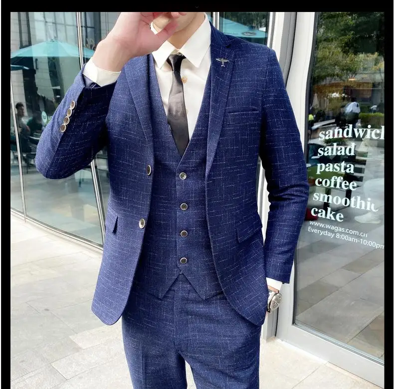 2023 Men's British Fashion Three-piece Set Slim Fit Suit Vest Trousers Ensemble Handsome Trendy All-in-one Banquet Blaze 38 S7b41f3ce34b44ceebdbe173a9d70dcd4E