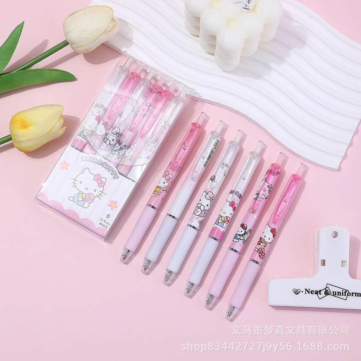 6 قطعة ل مرحبا كيتي هلام القلم 0.55 مللي متر الملء Y2k سينامورول كورومي ميلودي كارتون الصحافة القلم الأسود لوازم مكتبية #2