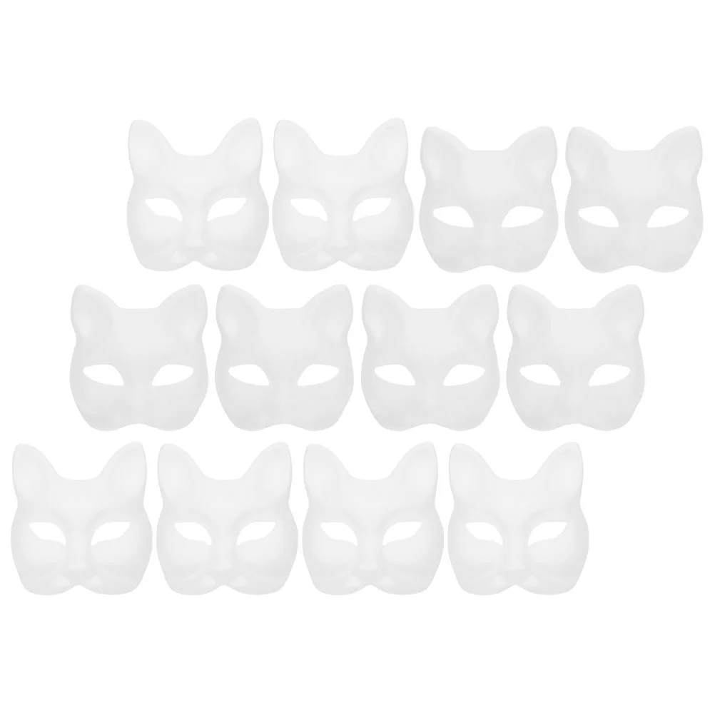 12 piezas de maquillaje máscara en blanco hombres y mujeres Halloween Prop papel mascarada DIY pintable