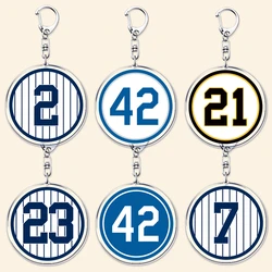 Legend Sports Jersey Number Keychains for Accessories Bag Baseball Football Basketball 42 2 Keyrings Jewelry Fans Friends Gifts