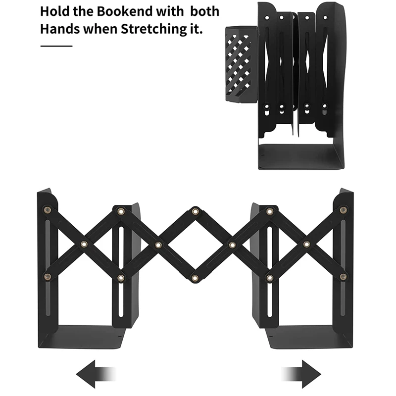 Adjustable Bookends For Heavy Book Expandable Book Organizer With Pen Holder For Office School Libraries