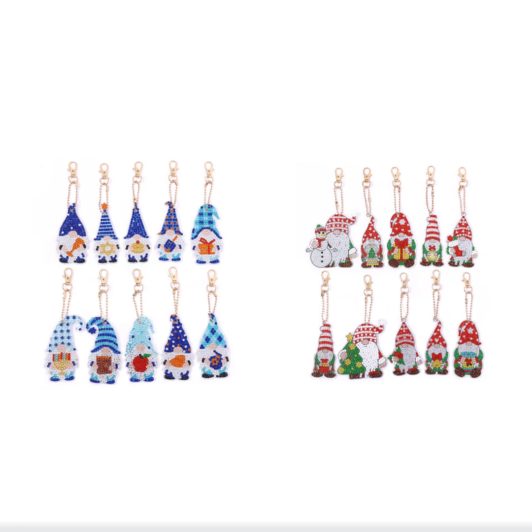 

Набор алмазной живописи 10, брелок для украшения рождественской елки, украшение из кристаллов своими руками с ромбовидными рождественскими карликами