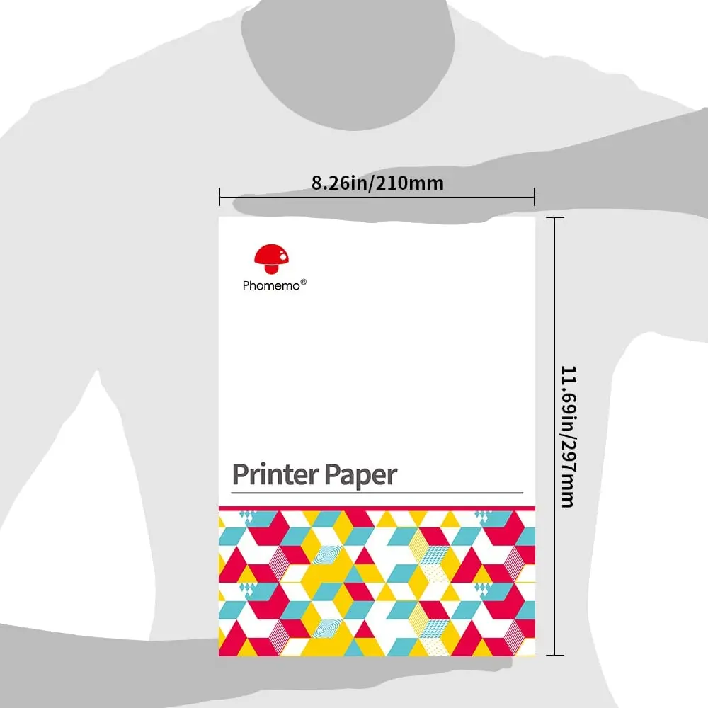 Phomemo A4 Thermal Paper Compatible Thermal Paper for Phomemo M08F Portable A4 Thermal Printer for, Printer Paper, 200-Sheets